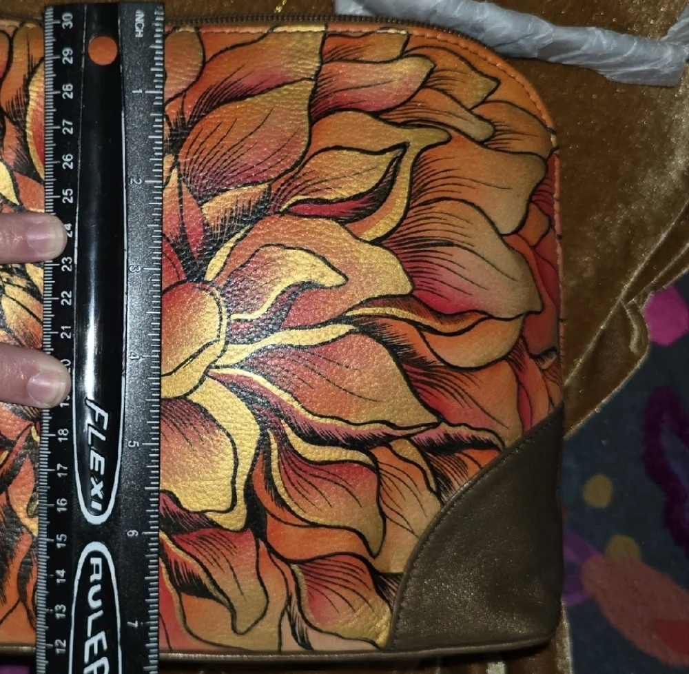 NWT Anuschka Floral Bronze Leather Bag And Matching Coin Purse Set - Picture 11 of 12